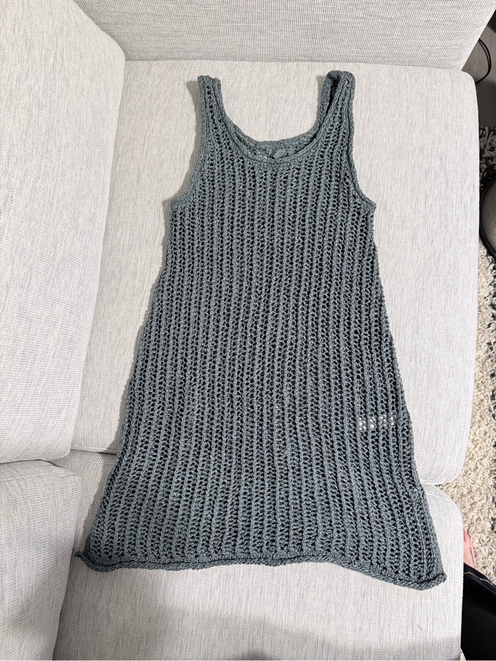 aerie Open-Knit Tank Coverup Dress - Slate Blue